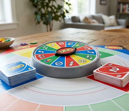 uno spin board game setup
